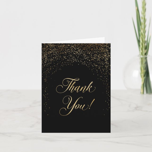 Cartão De Agradecimento Gold and Black- Thank You Card (Frente)