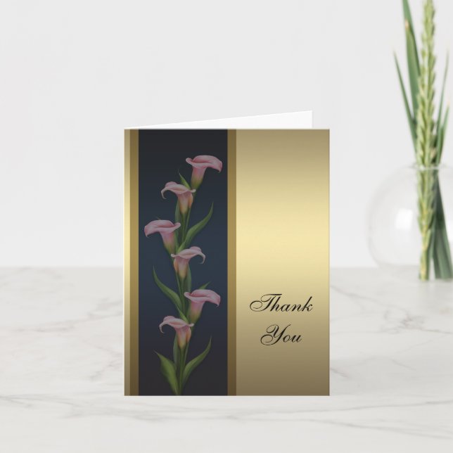 Cartão De Agradecimento Gold Calla Lily Thank You Cards (Frente)
