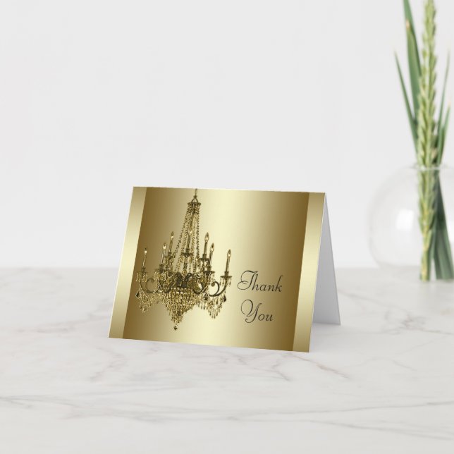 Cartão De Agradecimento Gold Chandelier Thank You Cards (Frente)