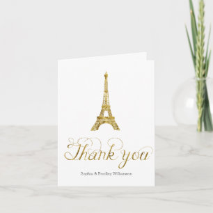 Cartão De Agradecimento Gold Eiffel Tower Thank you