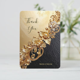 Cartão De Agradecimento Gold Floral Embellishments Thank You Card