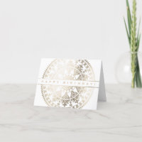 Gold Foil Solar Mandala Happy Birthday Card