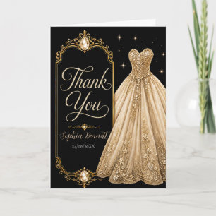 Cartão de Agradecimento Gold Jewel Sweet 16