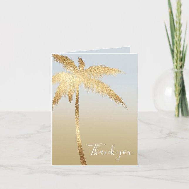 Cartão De Agradecimento Gold Palm Tree Ombre Thank you (Frente)