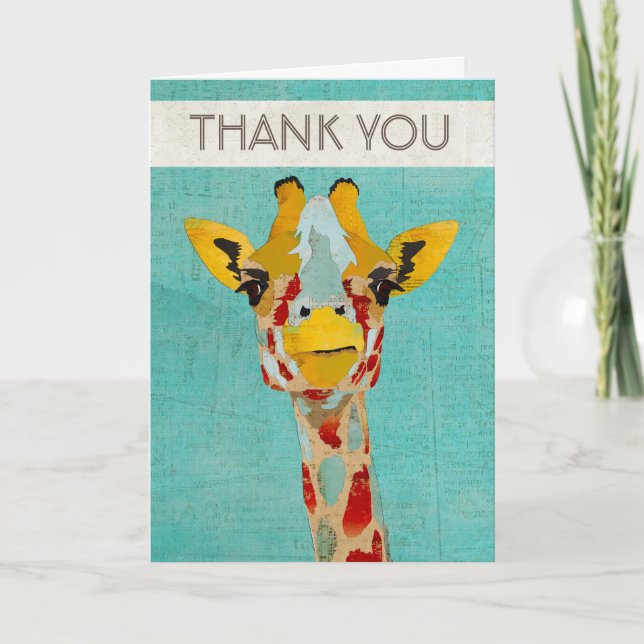 Cartão De Agradecimento Gold Peeking Giraffe  Thank You Card (Frente)