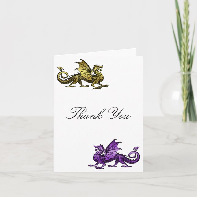 Cartão De Agradecimento Gold Purple Dragon Thank You Card (Frente)
