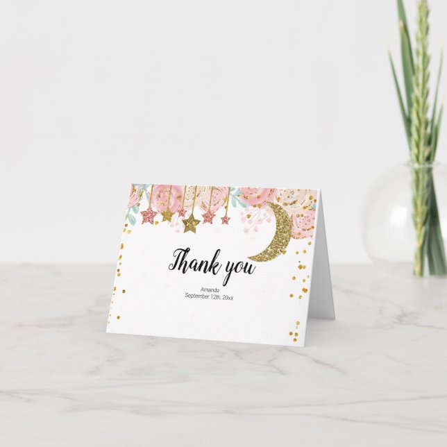 Cartão De Agradecimento Gold twinkle twinkle Thank You card (Frente)