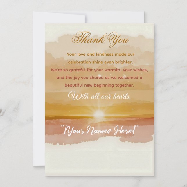 Cartão De Agradecimento Golden Dawn Thank-You Card – Elegant New Year Grat (Frente)