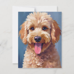 Cartão De Agradecimento Golden Doodle   Pintura em Aquarela de Cachorro Pe