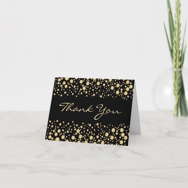 Cartão De Agradecimento Golden effect confetti Thank You Card (Frente)