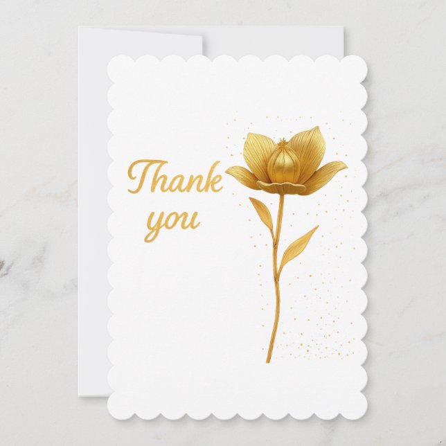 Cartão de Agradecimento Golden Flower Flat (Frente)
