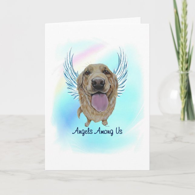 Cartão De Agradecimento Golden Retriever Angel Dog Pet Loss Card (Frente)