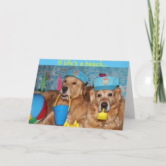 Cartão De Agradecimento Golden Retriever Life is a Beach Friendship (Frente)