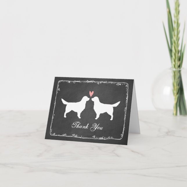 Cartão De Agradecimento Golden Retrievers Wedding Thank You (Frente)
