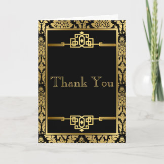 Cartão De Agradecimento Golden RomanceArt DecoThank You Note Card