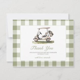 Cartão De Agradecimento Golf Baby Shower Sage Green Gingham Baby Shower