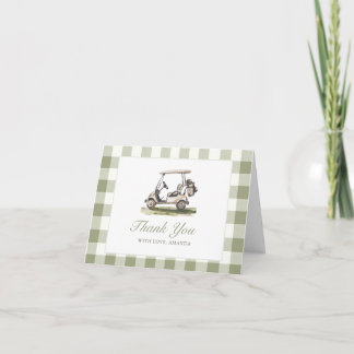 Cartão De Agradecimento Golf Baby Shower Sage Green Gingham Baby Shower