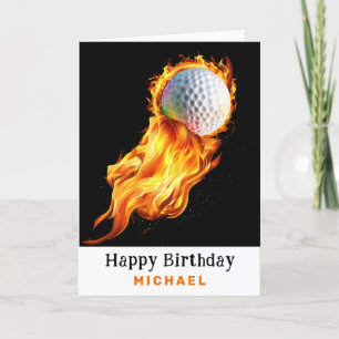 Cartão De Agradecimento *~* Golf Ball AP94 Fire Flames Birthday Card