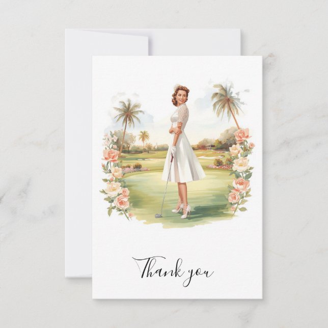 Cartão De Agradecimento Golf bridal shower Flat Thank You Card (Frente)