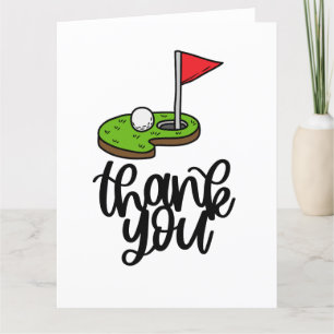 Cartão De Agradecimento Golf Obrigado com texto e bandeira verde