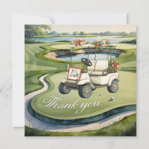 Cartão De Agradecimento Golfe com texto em casamento no campo de golfe
