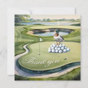 Cartão De Agradecimento Golfe com texto no estilo aquarela do campo de gol