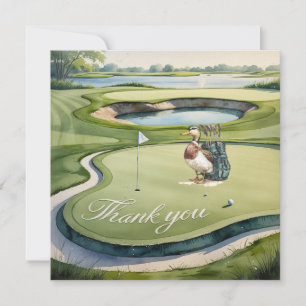 Cartão De Agradecimento Golfe com texto no estilo aquarela do campo de gol