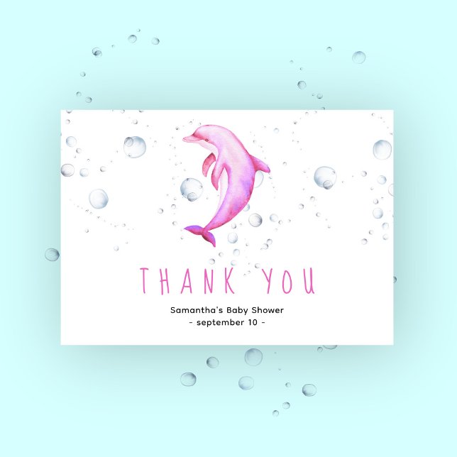 Cartão De Agradecimento Golfinho de aquarela - obrigado chá de fraldas (Criador carregado)