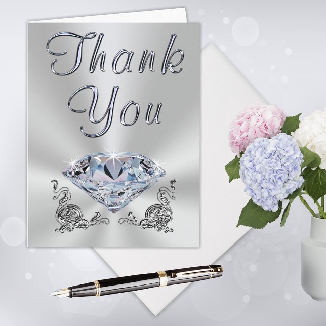 Cartão De Agradecimento Gorgeous Diamond Anniversary Thank You Notes Cards (Wedding, Birthday or Anniversary Thank You Cards. )