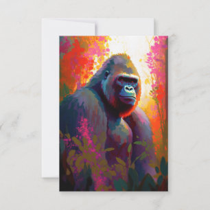 Cartão De Agradecimento Gorilla Ape Animal Retrato Pintando Vida Selvagem