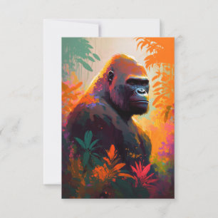 Cartão De Agradecimento Gorilla Ape Animal Retrato Pintando Vida Selvagem