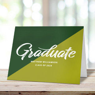 Cartão De Agradecimento Gorra de Graduação Verde Negrito Script Retro Ícon