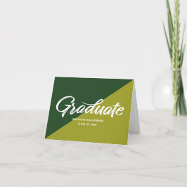 Cartão De Agradecimento Gorra de Graduação Verde Negrito Script Retro Ícon