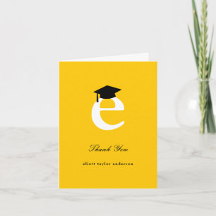 Cartão De Agradecimento Gorro de Graduação Clássico Monograma O Foto Moder