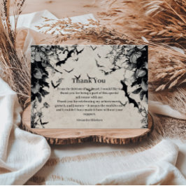 Cartão De Agradecimento Gothic Bats & Roses Birthday