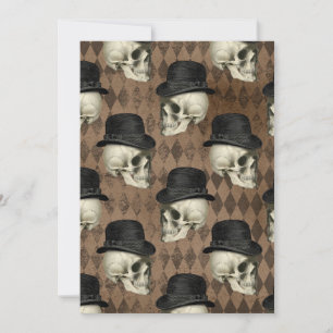 Cartão De Agradecimento Gótico Vitoriano Skulls Vintage Hat Dark Rhombus