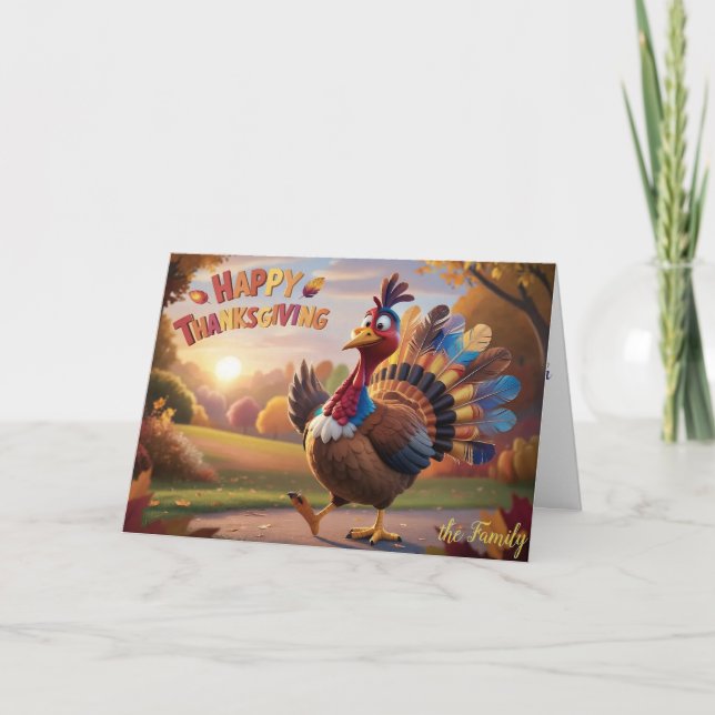 Cartão De Agradecimento Graças, abençoado e obcecado pela Turquia (Frente)