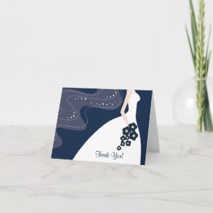 Cartão De Agradecimento Graceful Blue Bride Thank You Note Card