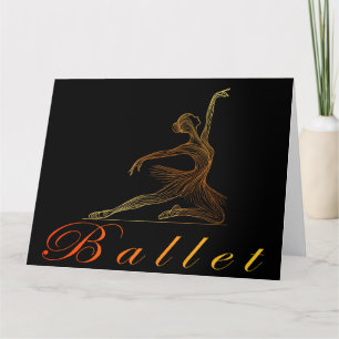 Cartão De Agradecimento Graceful Pose em ouro Line Art Ballerina