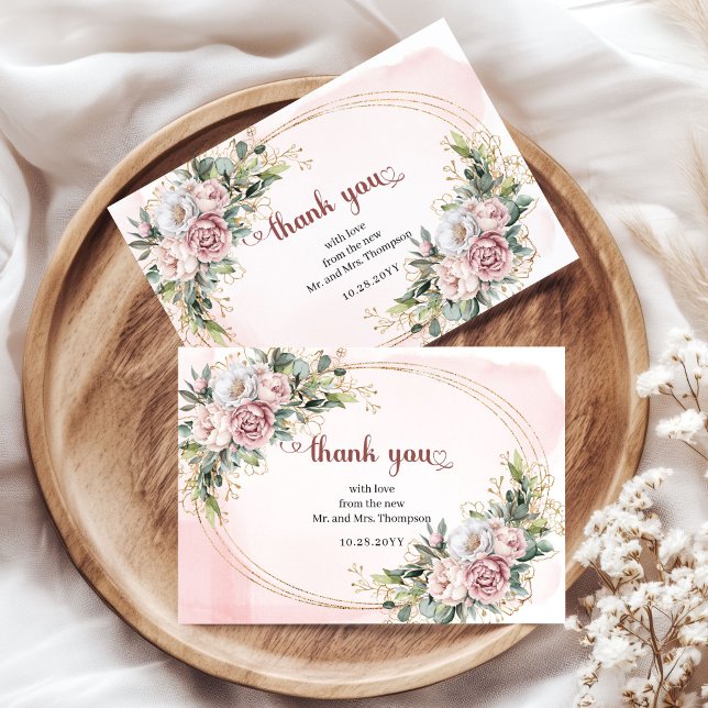Cartão De Agradecimento Graceful Rose Gold Floral Greenery Wedding Thank U (Graceful Rose Gold Floral Greenery Wedding Thank You Card

)