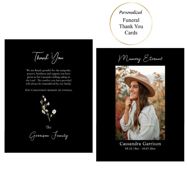 Cartão De Agradecimento Graceful White Flowers Foto Ortodoxo Memorial (Criador carregado)