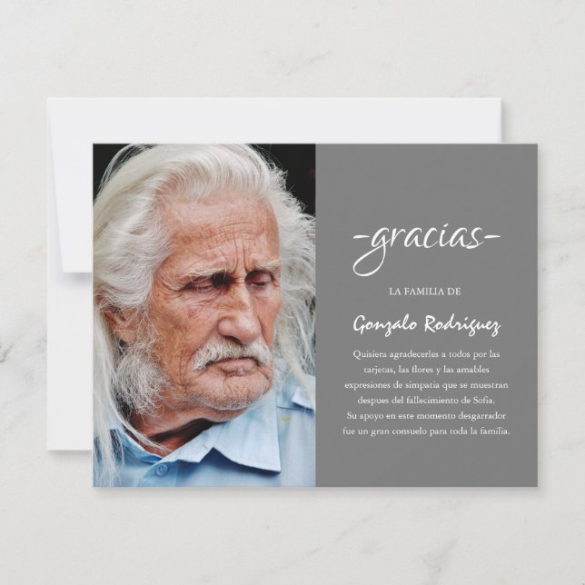 Cartão De Agradecimento Gracias Simpatia | Foto de simpatia espanhola (Frente)