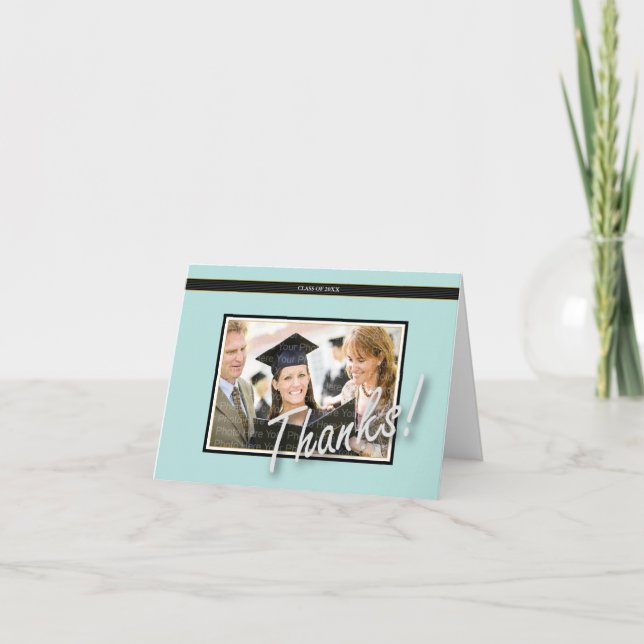 Cartão De Agradecimento Grad Picture Thank You Card Blue (Frente)