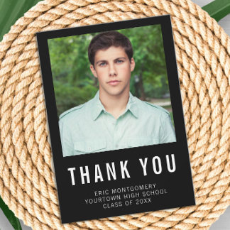 Cartão De Agradecimento Graduação Branca Preta - Obrigado Foto