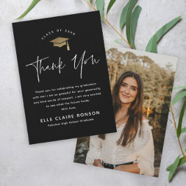 Cartão De Agradecimento Graduação com Foto Preto e Branco de Roteiro Simpl