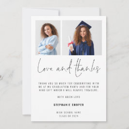 Cartão De Agradecimento Graduação de 2 Foto Script 2024 minimalista