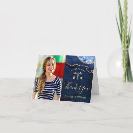 Cartão De Agradecimento Graduação de Agato de Mármore Azul do Ouro Moderno