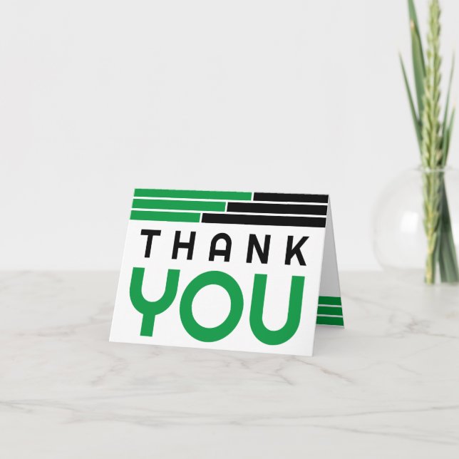 Cartão De Agradecimento Graduação de Bares Verdes e Pretos Obrigado (Frente)