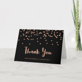 Cartão De Agradecimento Graduação de Confetti Rosa Dourada Faux Obrigado