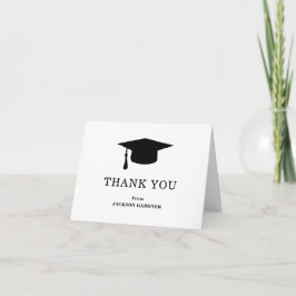 Cartão De Agradecimento Graduação de Conselho de morteiro preto e branco s